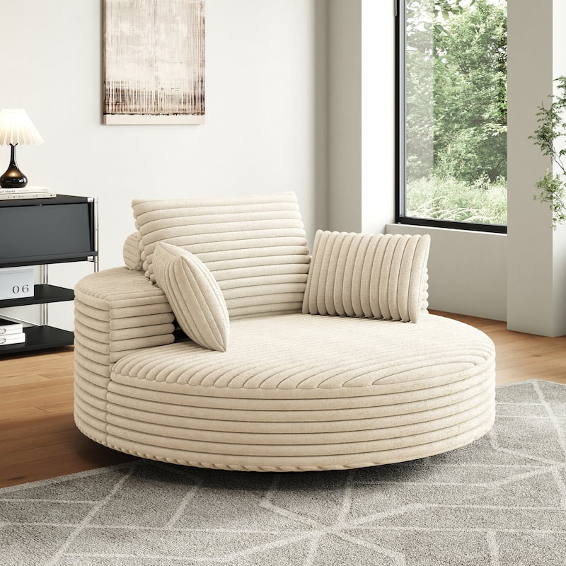 55 Inch Corduroy 360 Degree Swivel Sofa Chair for Living Room