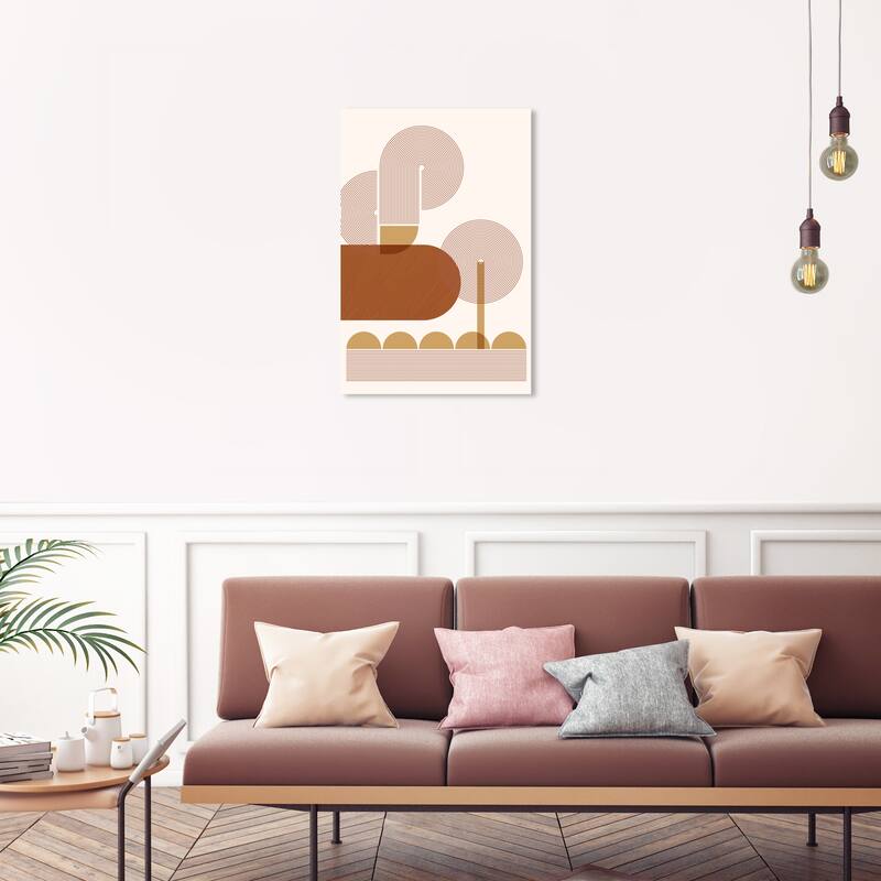 Wynwood Studio Canvas Abstract Version of a Platten Machine Brown and Mid-Century Modern Wall Art Canvas Print
