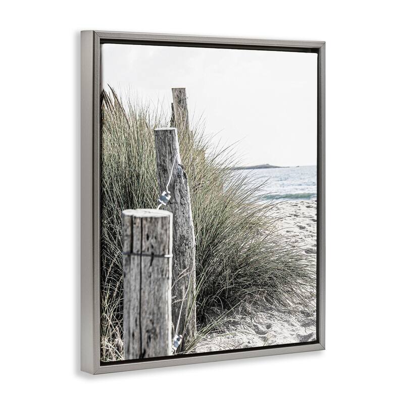 Stupell Coastal Beach Landscape Framed Floater Canvas Wall Art Design by Incado