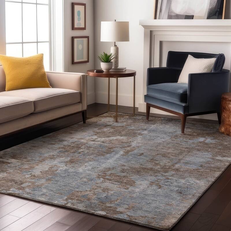 Premium Washable Super Soft Abstract Contemporary Mayfield Rug - Brown - 5' x 7' 6"