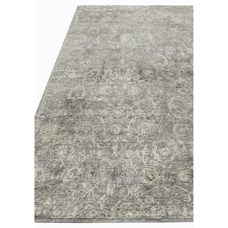 EXQUISITE RUGS Meena Hand-knotted Wool/Silk Beige/Brown Area Rug.
