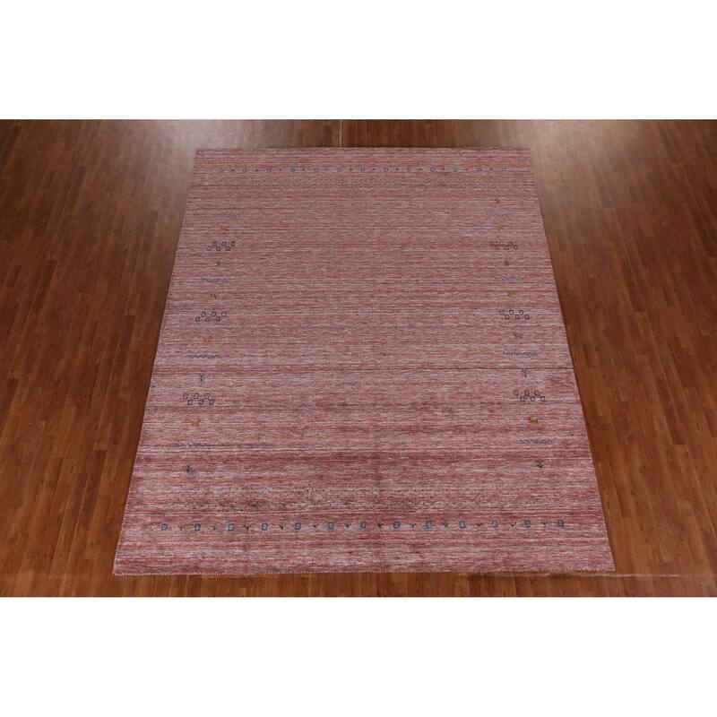 Hand Knotted Oriental 100% Wool Carpet Tribal Tribal Peach Gabbeh Area Rug - 11' 3'' X 9' 1''