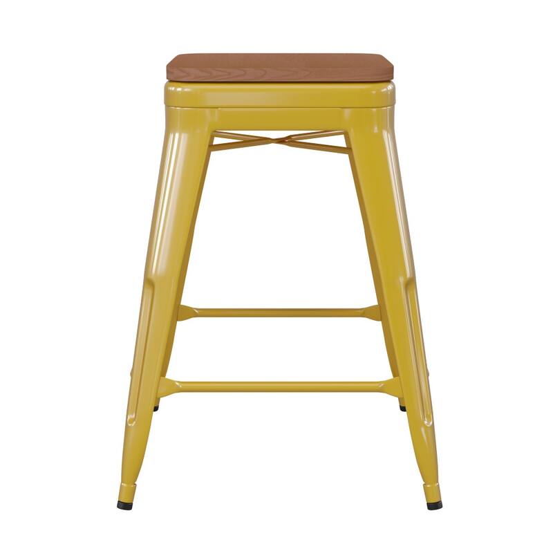 Indoor/Outdoor Backless Counter Stool with Poly Resin Seat