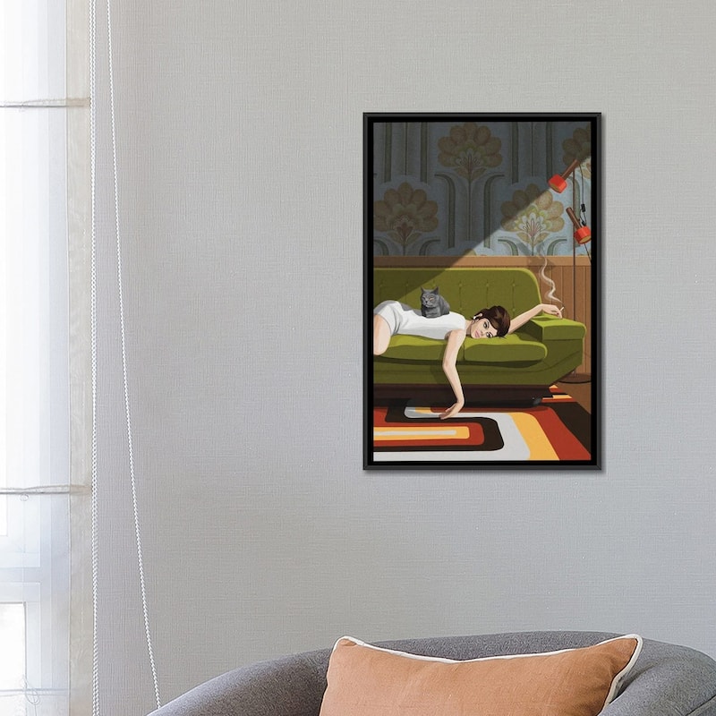 iCanvas "Waiting Game" by Artcatillustrated Framed Canvas Print