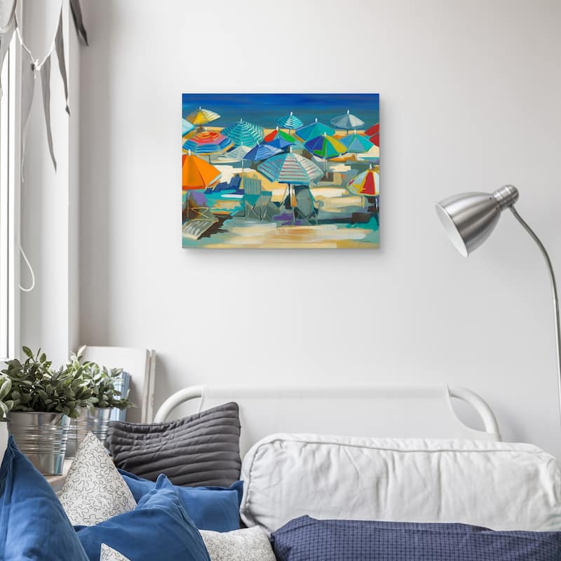 Beach Umbrellas by Liz Jardine Canvas Art Print