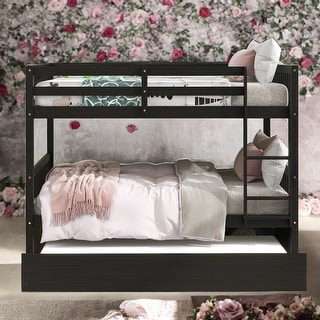 Full Over Full Bunk Bed With Trundle,Convertible Platform Bed for home