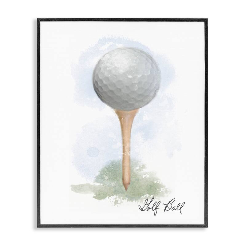 Stupell Soft Pastel Golf on Tee Framed Giclee Art Design By Matthew Piotrowicz - 24 x 30 - Black