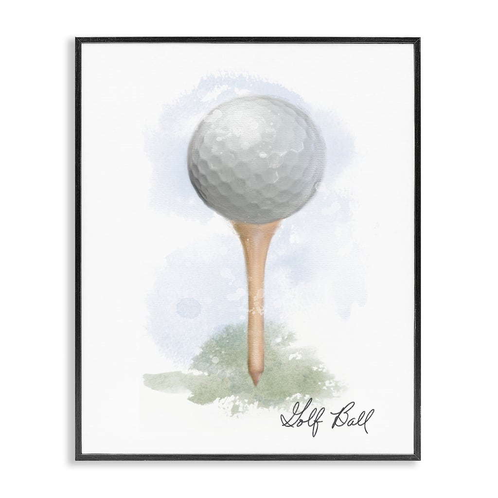 Stupell Soft Pastel Golf on Tee Framed Giclee Art Design By Matthew Piotrowicz