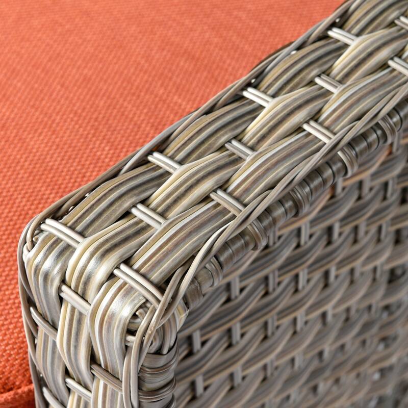 OVIOS 5-piece Patio Wicker Conversation Set With Fire Table