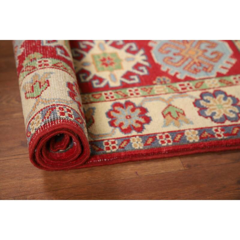 Red Kazak Oriental Accent Rug Handmade Wool Carpet - 2'8"x 3'9"