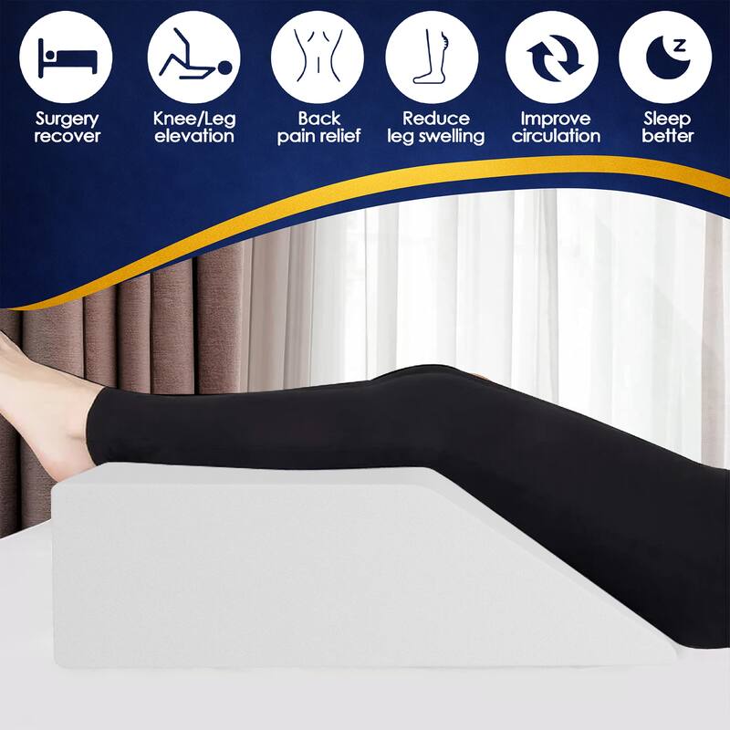 Leg Pillow - Full Foam Top, Leg Rest Elevating Foam Wedge- Relieves and Recovers Foot and Ankle Injury, Leg Pain, White