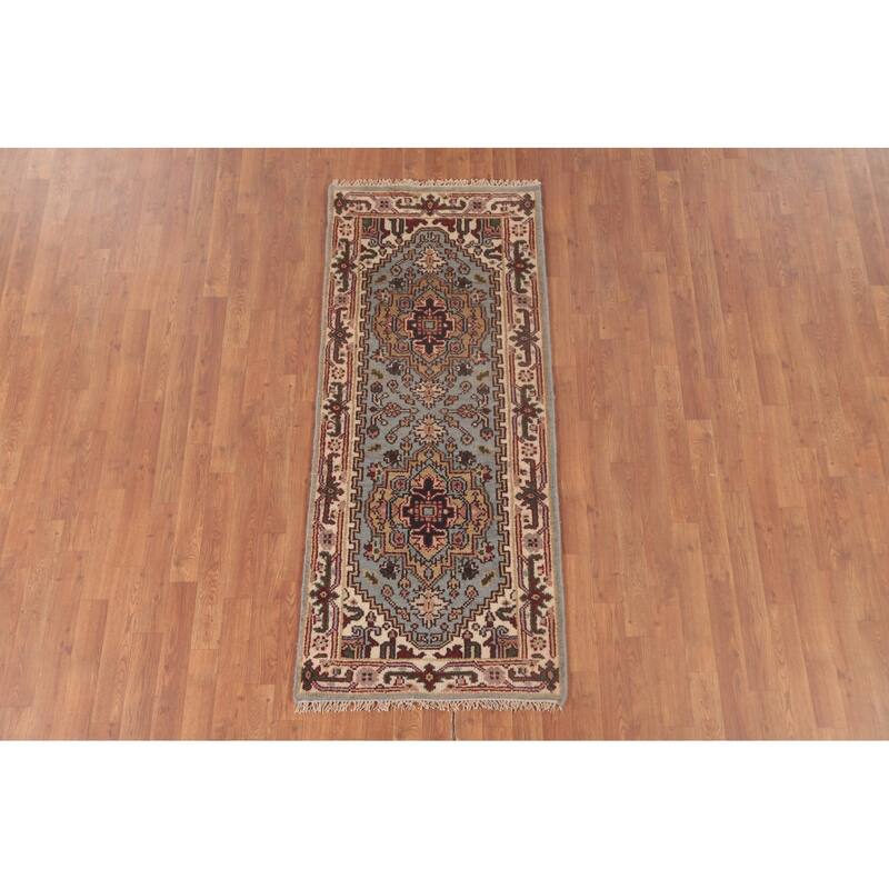 Grey Heriz-Serapi Accent Rug Hand-Knotted Traditional Wool Carpet - 2'6"x 5'11"