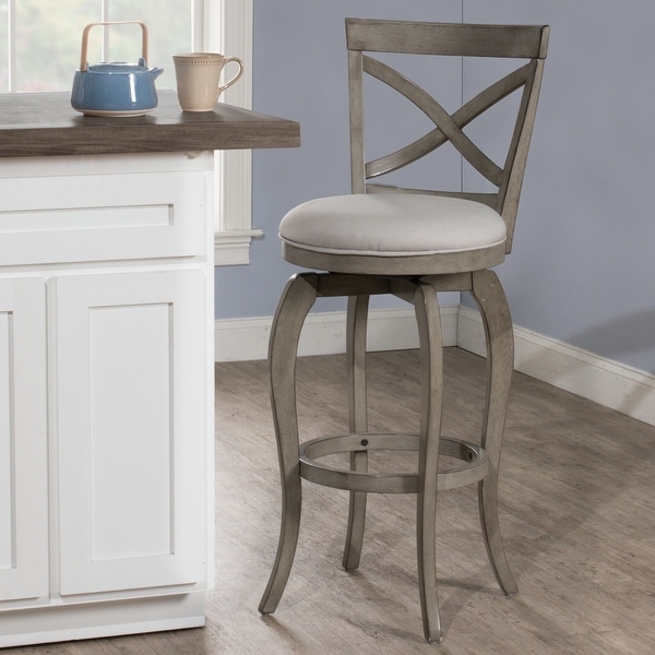 The Gray Barn Chatterly Aged Grey Swivel Counter-height Stool. Opens flyout.