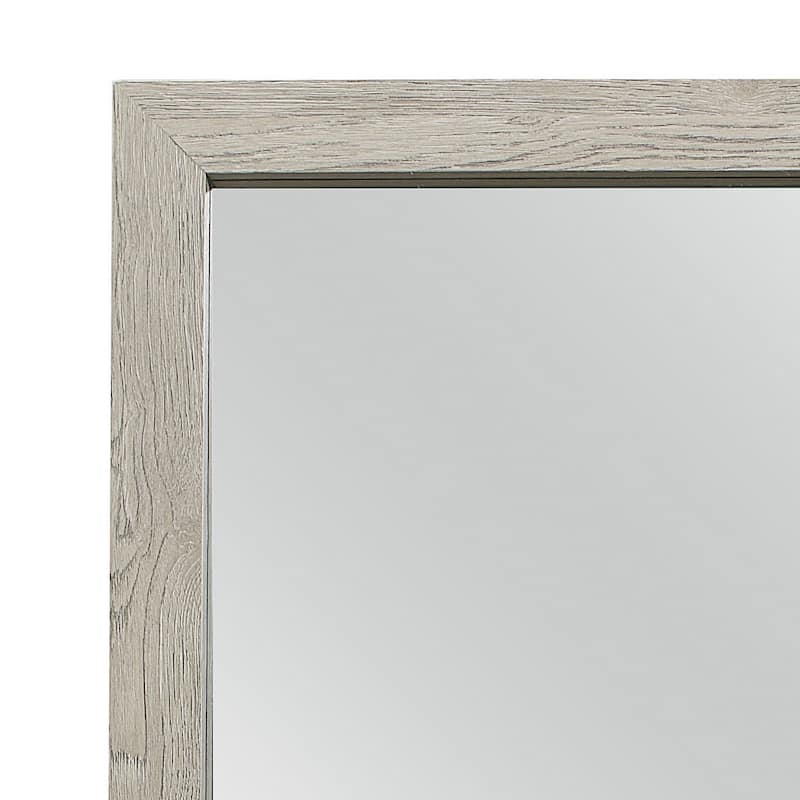 Transitional Style Square Mirror with Wooden Frame, Brown