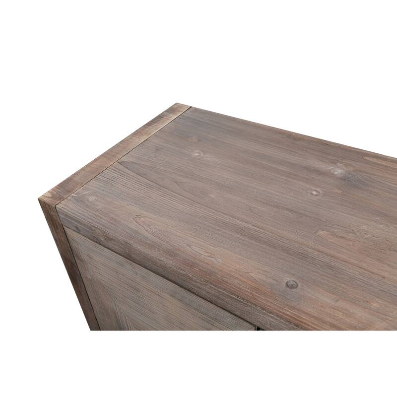 Roomfitters 4-Door Accent Cabinet with Carved Flower Handles, Antique Storage Sideboard for Living Room