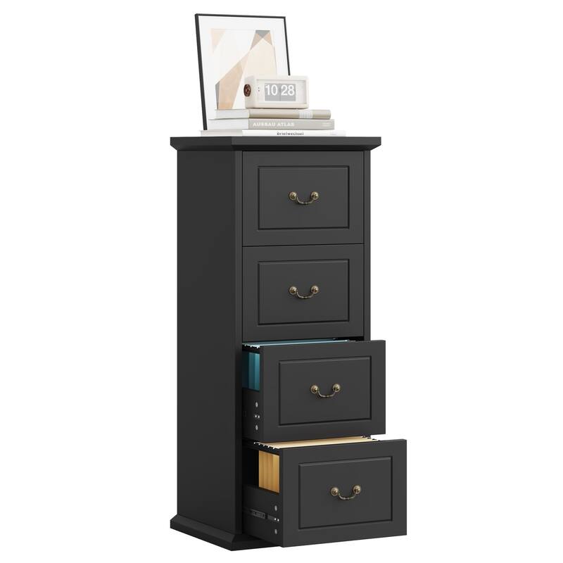 51-Inch Tall 4-Drawer File Cabinet Wood Vertical Storage Cabinet for Home Office A4/Letter/Legal Files