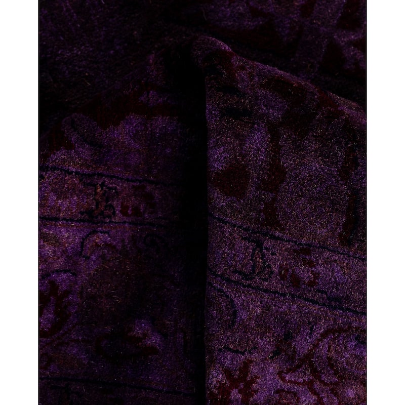 Overdyed One-of-a-Kind Hand-Knotted Runner Rug - Purple - 2' 7" x 12' 7"