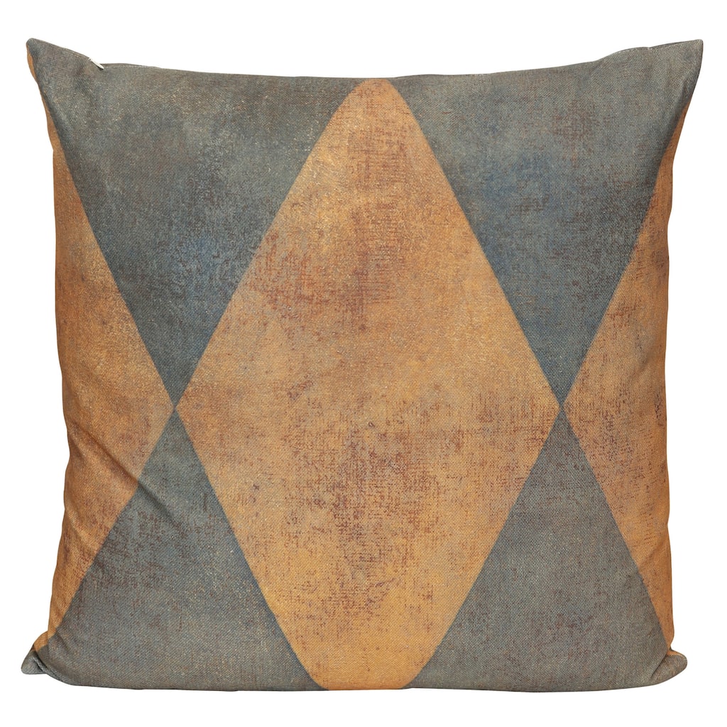 StyleCraft Wyatt Abstract Ochre Diamond Modern Pillow - Warm Ochre, Slate Gray, & Muted Charcoal