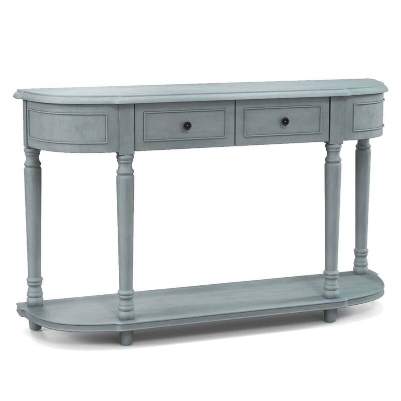 Costway 52'' Long Sofa Table with 2 Drawers & Open Shelf Retro Console - See Details