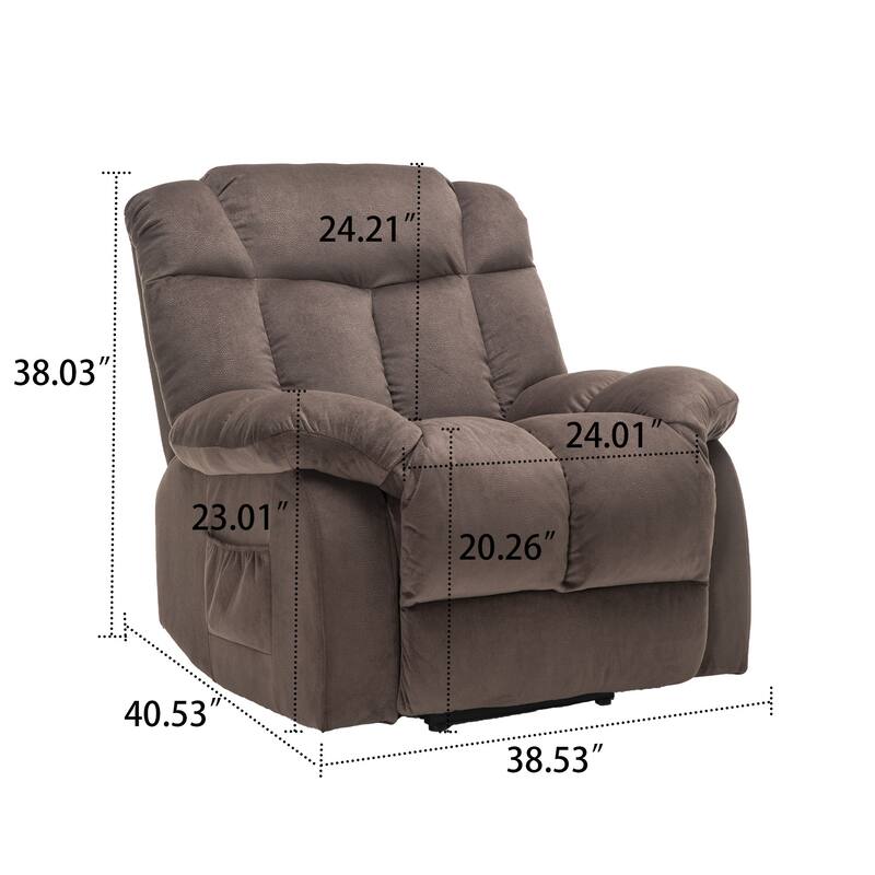 Classic Vintage Velvet Upholstered Power Leisure Recliner with Lift Base