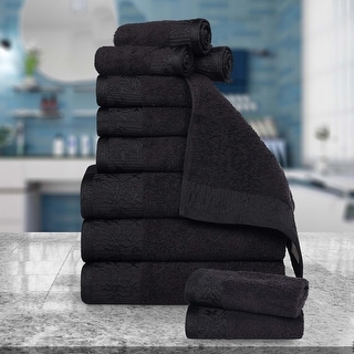 Superior Wisteria Cotton Floral Jacquard 12 Piece Bathroom Towel Set