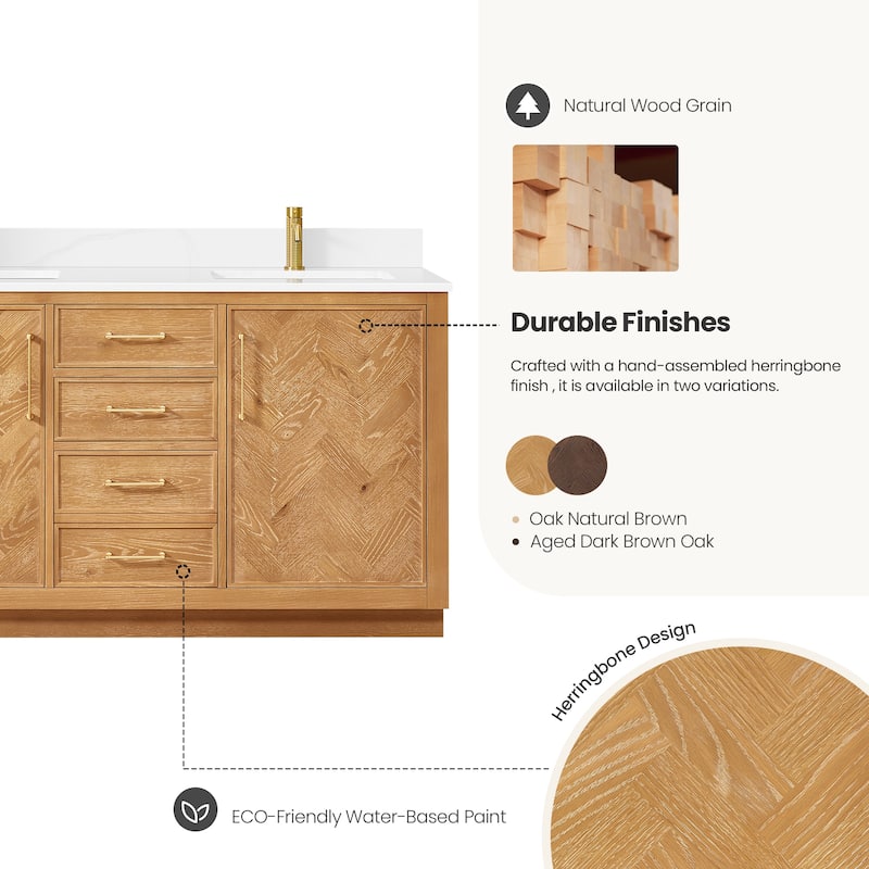 Jakarta Bath Vanity with Quartz Stone Top without Mirror