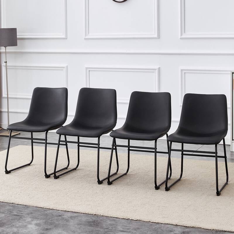 Retro Bar Chairs Set of 4, Modern Faux Leather High Bar Stools with Back and Metal Leg, Bar Chairs for Kitchen Island