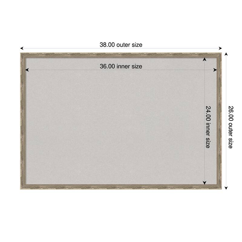 Mila Dark Silver Wood Framed Cork Board - Bulletin Board, Organization Board, Pin Board - Grey - 38 x 26 in