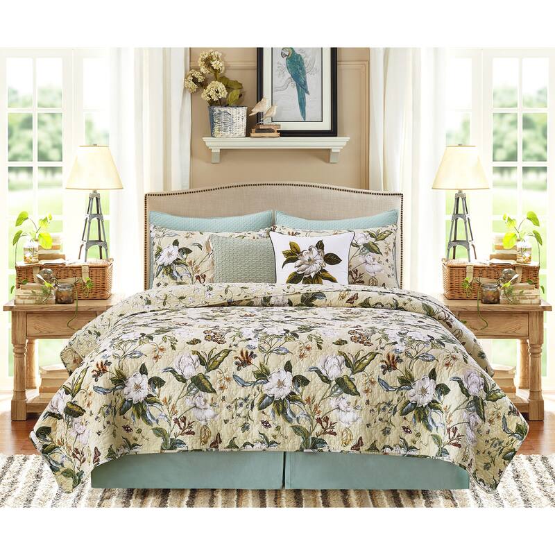 Garden Images Cotton Reversible Machine Washable Quilt Set