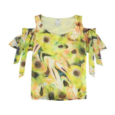 Bar Iii Womens Tie Sleeve Cold Shoulder Blouse