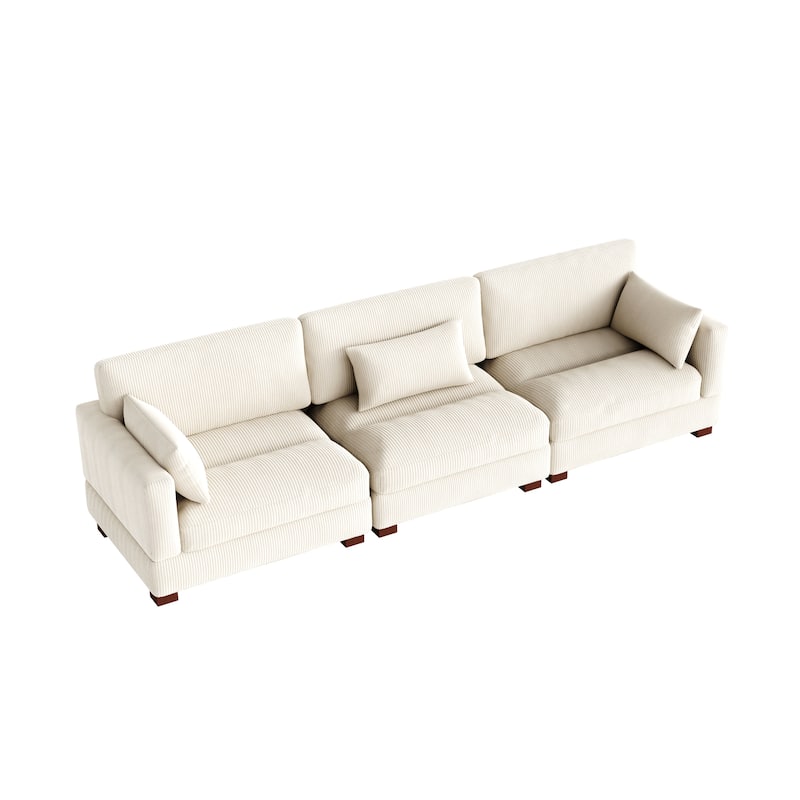 Modern 3-Piece Corduroy Sectional Sofa 3 Seater Sofa For Living Room