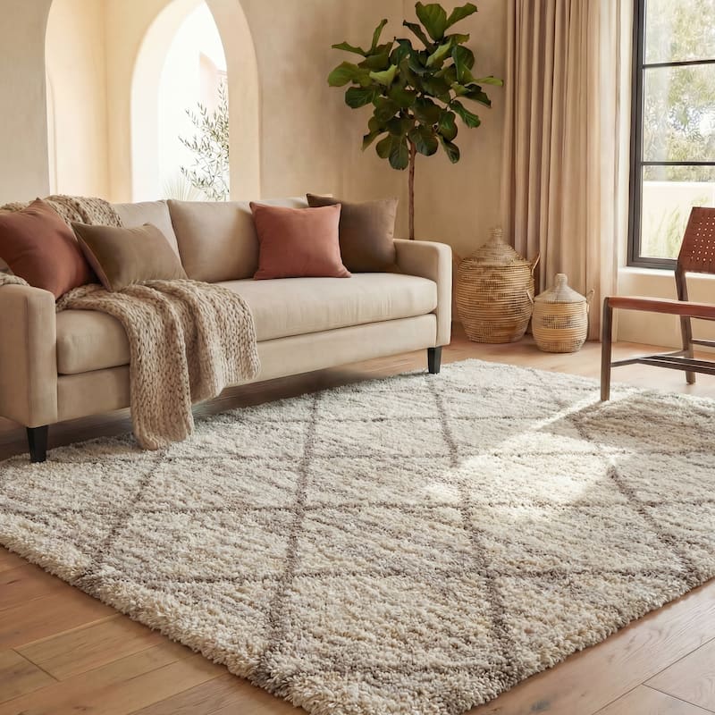 SAFAVIEH Hudson Shag Raili Diamond Trellis 2-inch Thick Rug