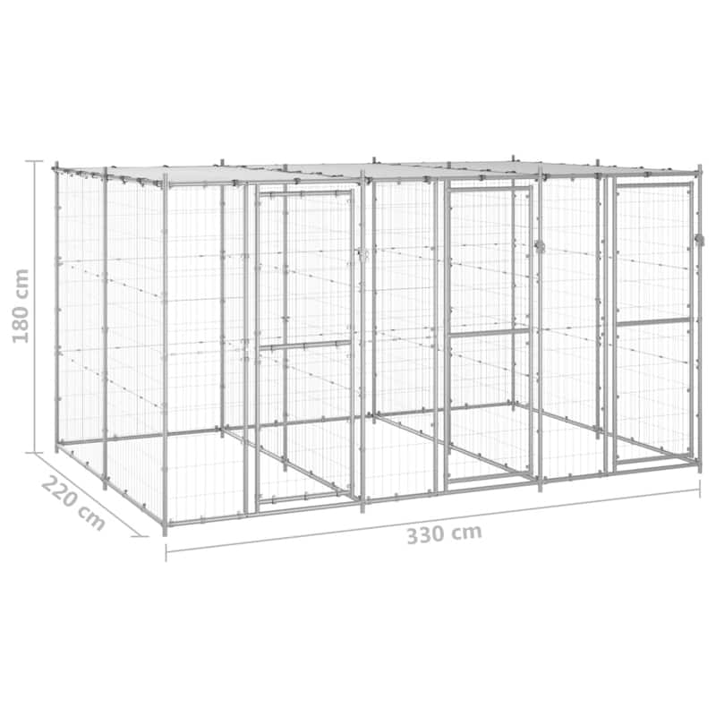 vidaXL Outdoor Dog Pen Pet Crate Kennel Cage Playpen House for Yard Steel