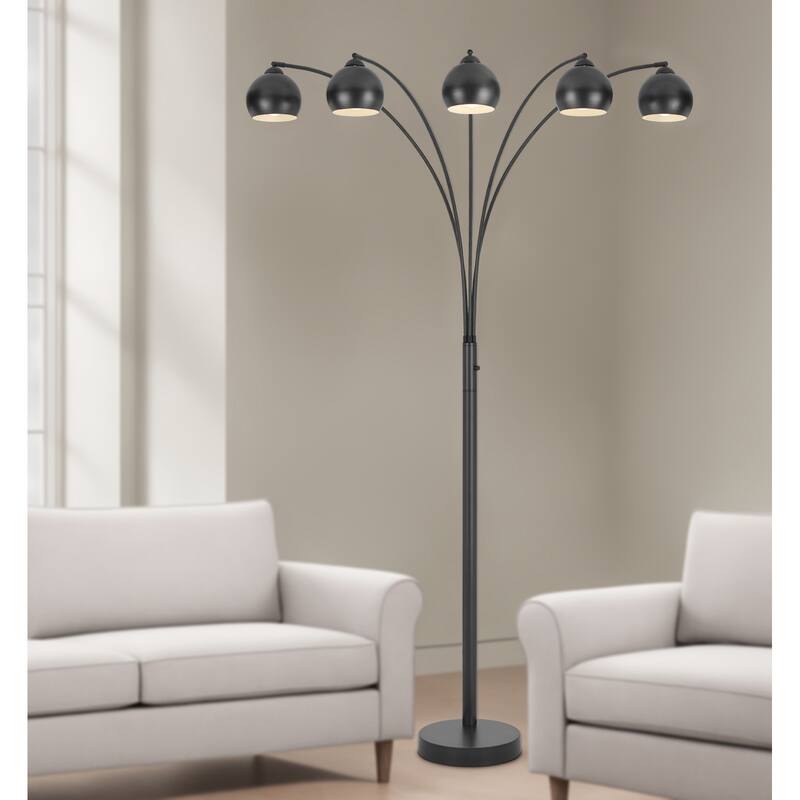 60W x 5, 3 way Richford arc floor lamp with metal shades and heavy weight based - One Size
