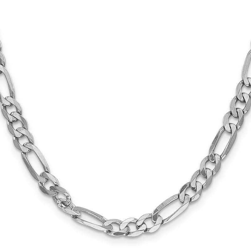 Curata 14k White Gold Solid Polished 6.0mm Flat Figaro Chain Bracelet Lobster Claw