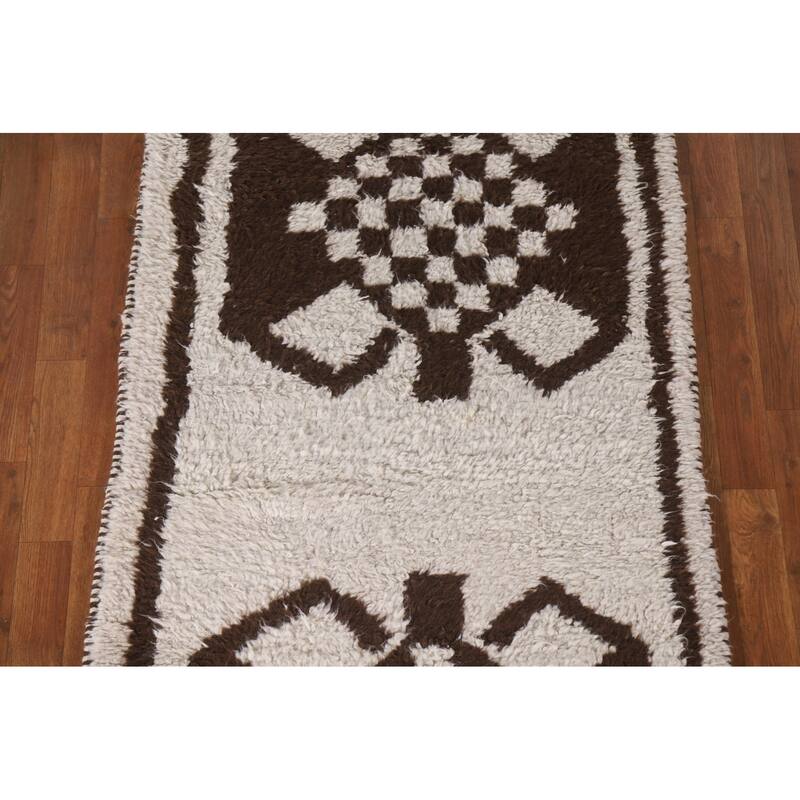 Plush Turkish Anatolian Runner Rug Handmade Wool Carpet - 3'2"x 12'1"