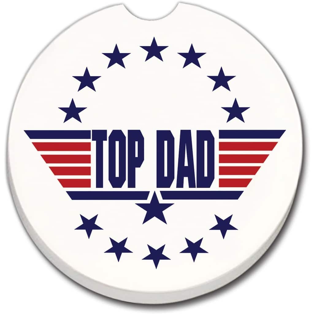 CounterArt Absorbent Stoneware Car Coaster, Top Dad, Set of 2