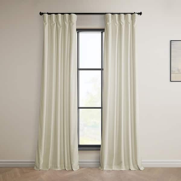 slide 2 of 11, Exclusive Fabrics Plush Velvet Room Darkening Curtain (1 Panel) 50 X 108 - Au Lait Creme