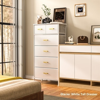 Tall 6 Fabric Drawers Chest of Drawers, White Tall Dresser for Bedroom, LivingRoom - Bed Bath & Beyond - 39721734 Tall 6 Fabric Drawers Chest of Drawers, White Tall Dresser for Bedroom, LivingRoom - Bed Bath & Beyond - 39721734
