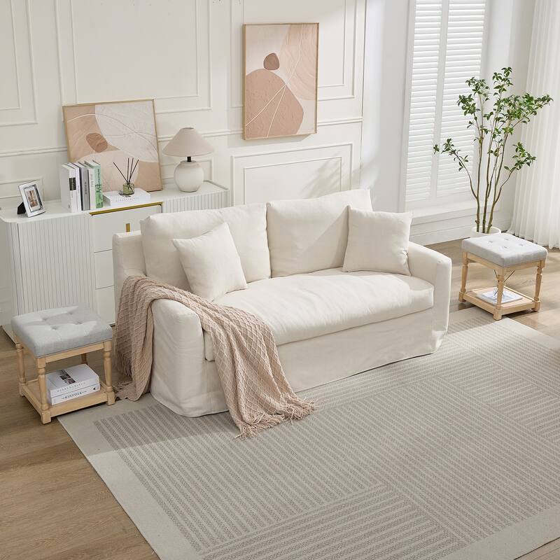 Versatile Sofa Side Table & Storage Ottoman Set of 2