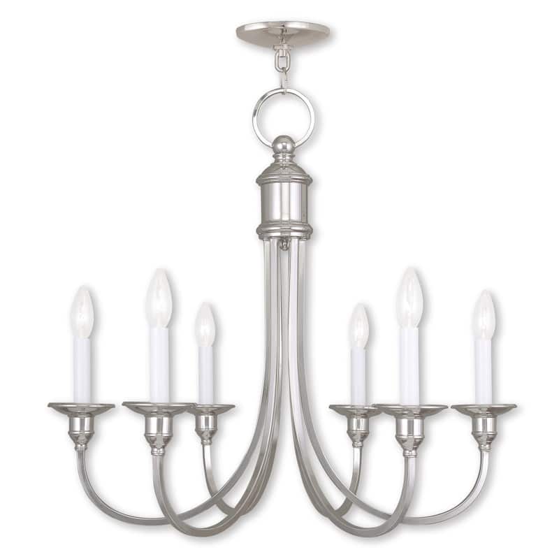 Livex Lighting 6-light Chandelier, 5146-35, 5146-01 - Polished Nickel - 26" DIA 24" H