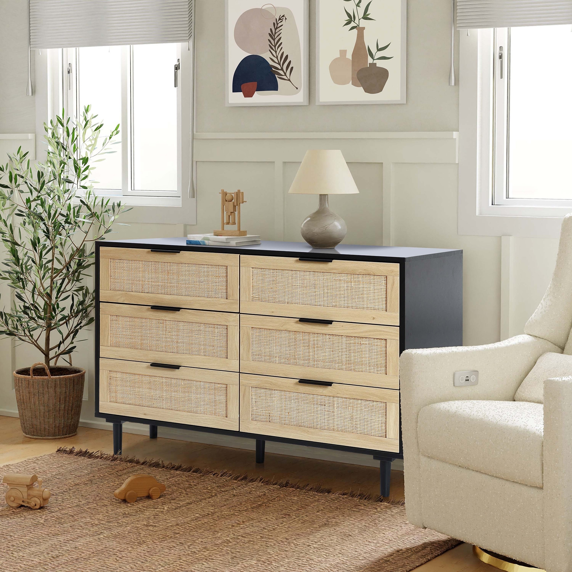 brown hair fancy dress ideas Savanna Rattan Dresser, 5 Drawers, Wide Chest of Drawers main image 0