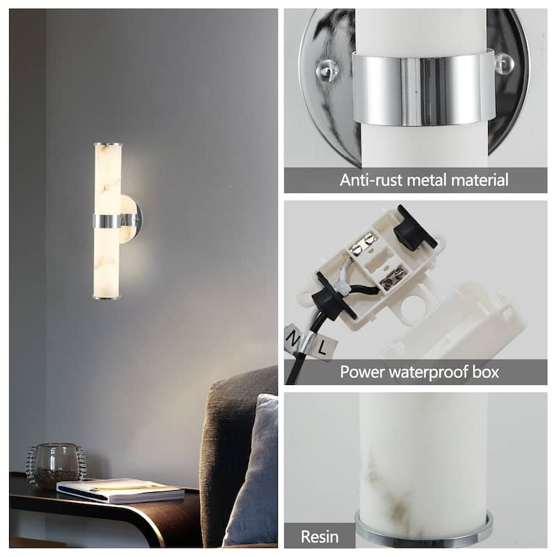 Modern Resin Imitation Marble Texture Wall Light with Iron Frame,Set of 2