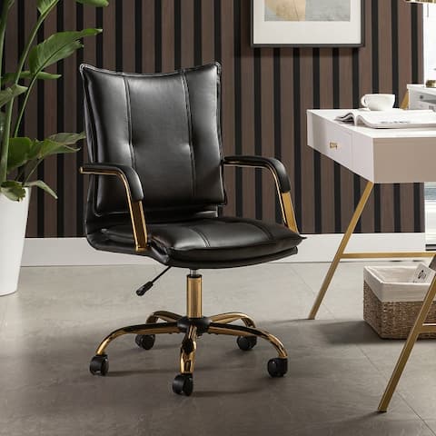 Zarina Mid-century Modern Swivel Height-adjustable Office Chair with Tufted Back by HULALA HOME