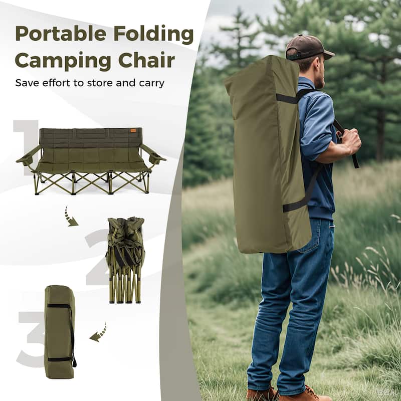 Costway Oversized 3 Person Camping Chair Portable Folding Camp Couch - See Details