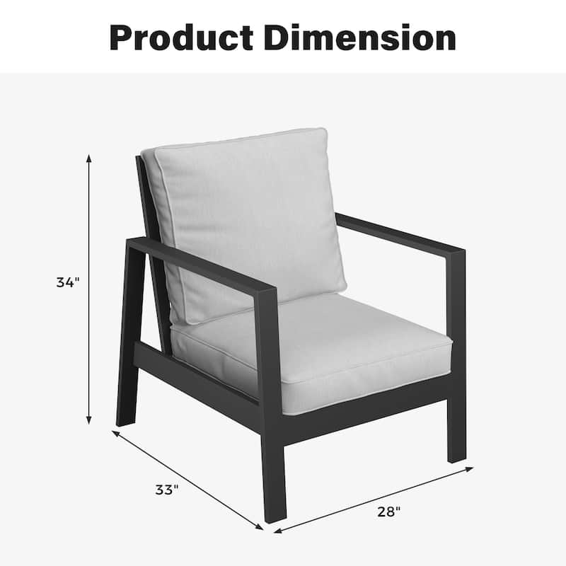 Patio Aluminum Chair with Cushions (Set of 2)