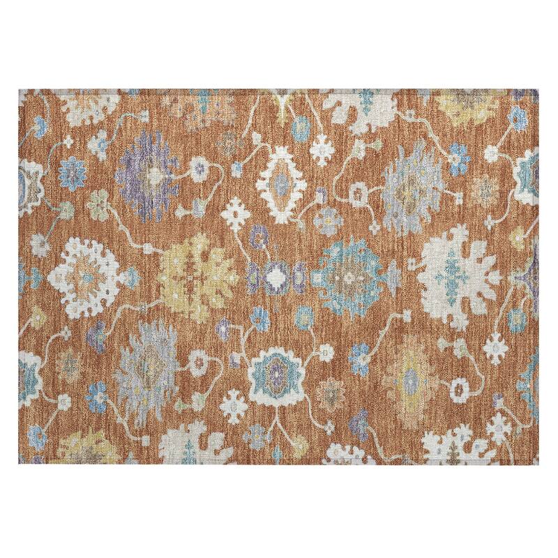 Machine Washable Indoor/ Outdoor Traditonal Delhi Chantille Rug