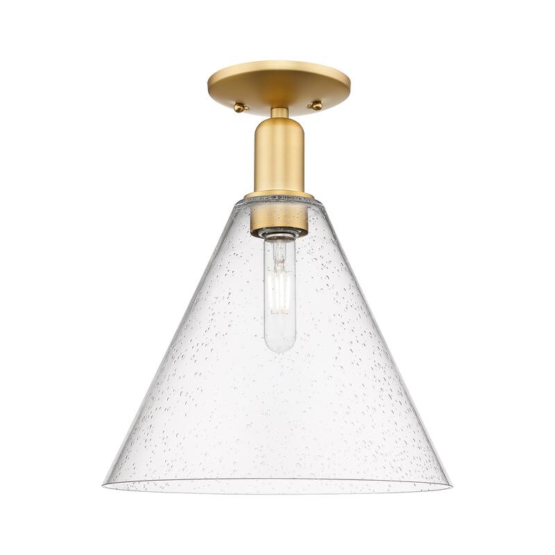 Innovations Lighting Endless Possibilities Arcadia - Berkshire Glass - 1 Light 12" Semi-Flush Mount - Satin Gold/Seedy