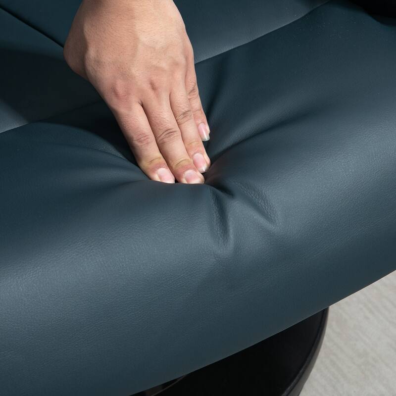 PU Leather Vibration Massage Recliners , with Footrest and Side Pockets, Manual Tilt Backrest Adjustment and 360° Rotating Base