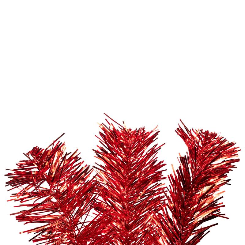 Artificial Tinsel Christmas Tree - 7' - Red - Unlit - 7 Foot